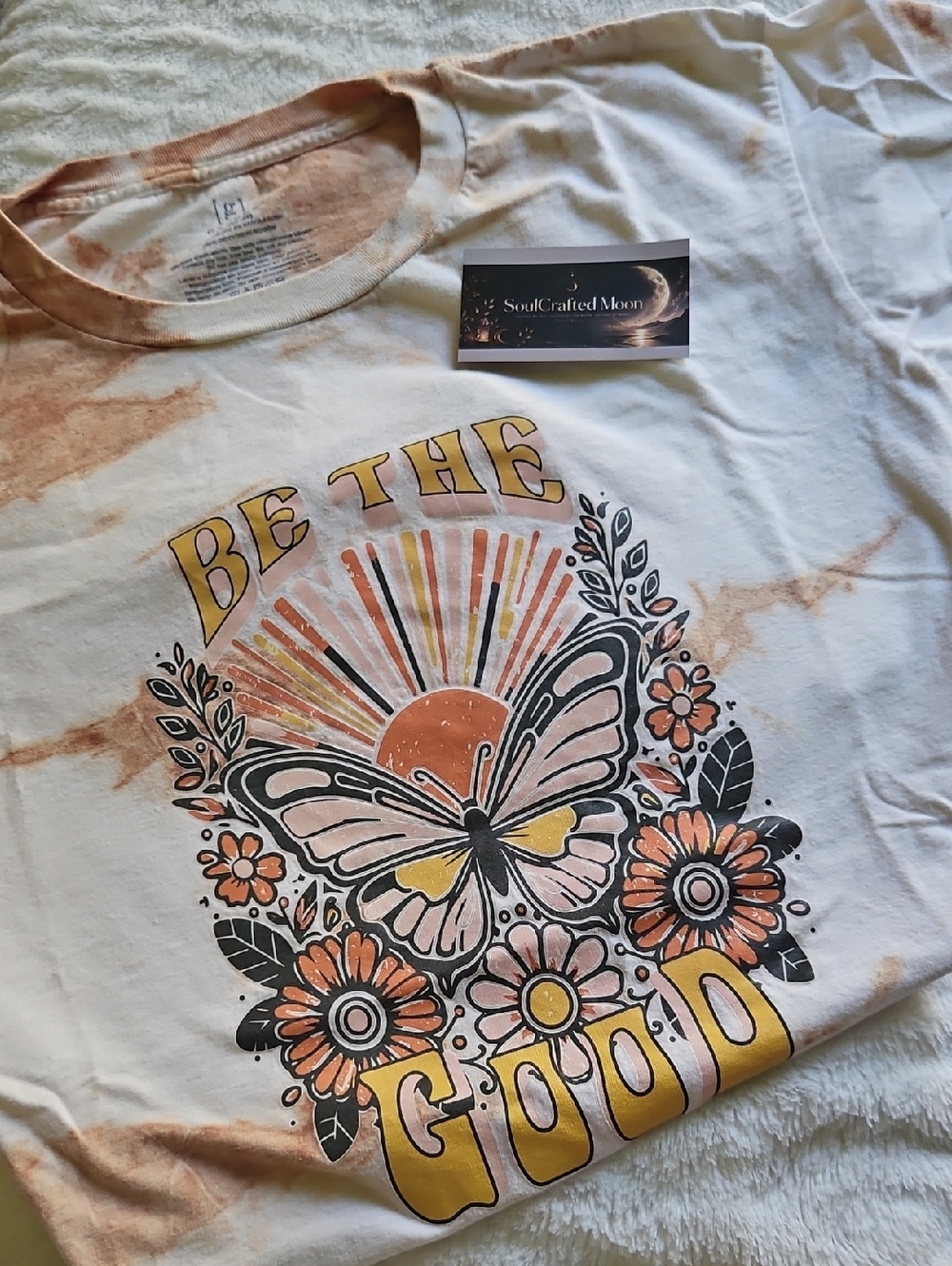George White & Peach Tie-Dye 'Be The Good' Butterfly Graphic Tee